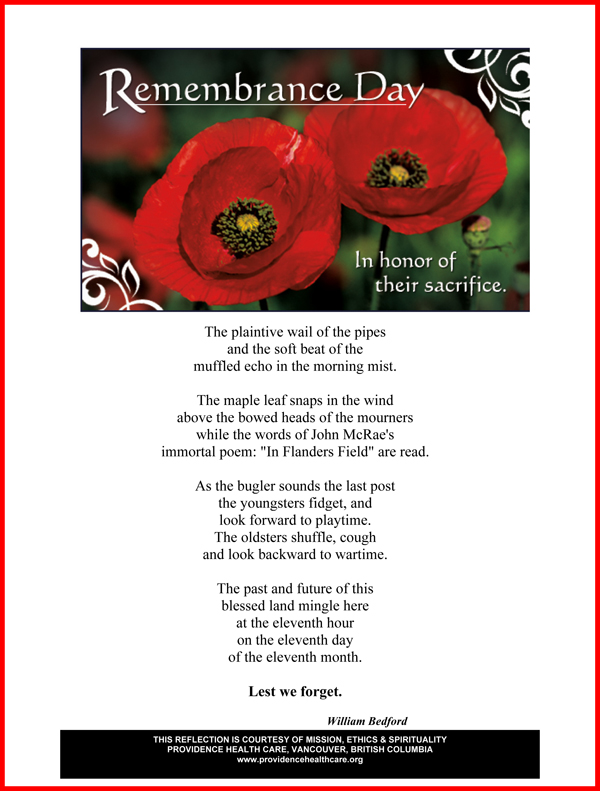 Remembrance Day – Lest We Forget