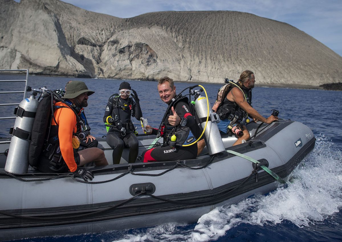 Scuba divers on rib